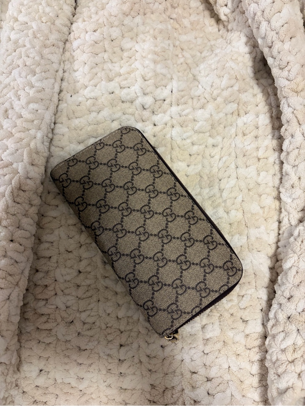 Gucci Beige Monogram Zip-Around Wallet